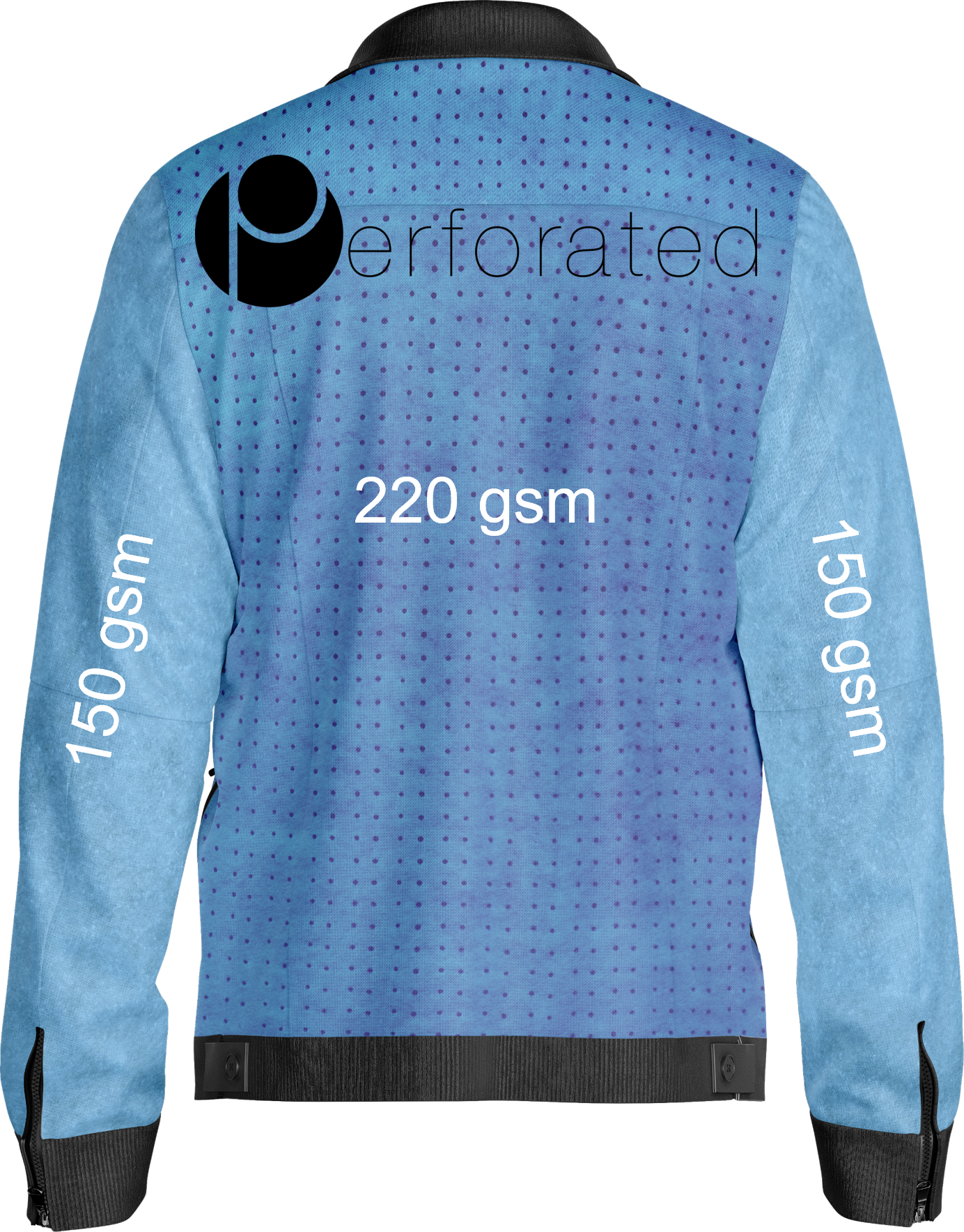 A jacket with body mapping details.